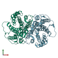 PDB entry 6tjz coloured by chain, front view.