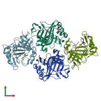 PDB entry 6tl5 coloured by chain, front view.