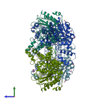 PDB entry 6tld coloured by chain, side view.