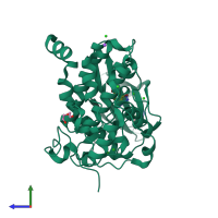 PDB entry 6tls coloured by chain, side view.