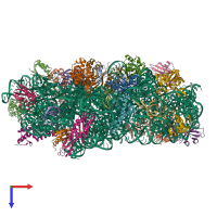 PDB entry 6tmf coloured by chain, top view.