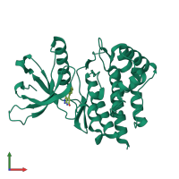 PDB entry 6tpd coloured by chain, front view.