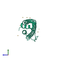 PDB entry 6tr9 coloured by chain, side view.