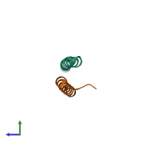 PDB entry 6tvu coloured by chain, side view.