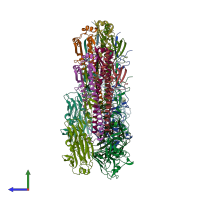 PDB entry 6twh coloured by chain, side view.