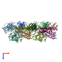 PDB entry 6twh coloured by chain, top view.