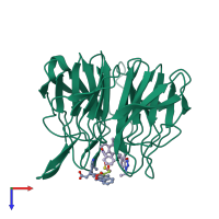 PDB entry 6tym coloured by chain, top view.