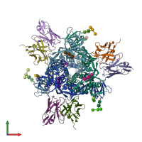 PDB entry 6tys coloured by chain, front view.