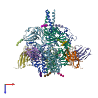 PDB entry 6tys coloured by chain, top view.