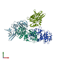 PDB entry 6tzy coloured by chain, front view.