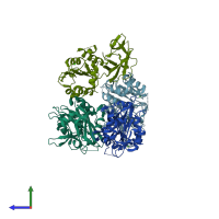 PDB entry 6tzy coloured by chain, side view.