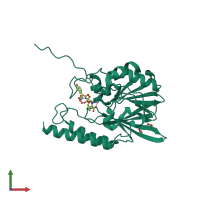 PDB entry 6u13 coloured by chain, front view.