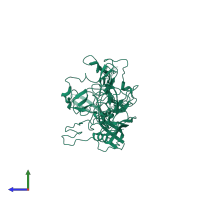 PDB entry 6u20 coloured by chain, side view.