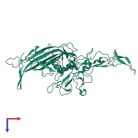 PDB entry 6u20 coloured by chain, top view.