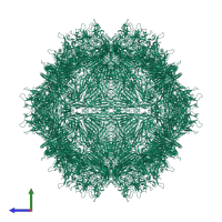 Capsid protein in PDB entry 6u20, assembly 1, side view.