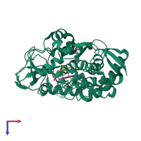 PDB entry 6u30 coloured by chain, top view.