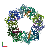 PDB entry 6u39 coloured by chain, front view.