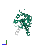 Calmodulin-1 in PDB entry 6u39, assembly 5, side view.