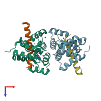 PDB entry 6u3a coloured by chain, top view.