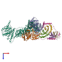 PDB entry 6u62 coloured by chain, top view.