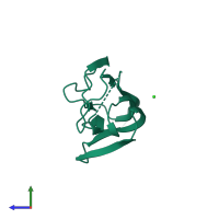 PDB entry 6u6n coloured by chain, side view.