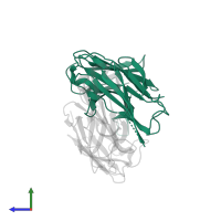 DH846 Fab heavy chain in PDB entry 6u6o, assembly 1, side view.