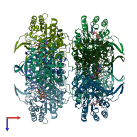 PDB entry 6u8e coloured by chain, top view.