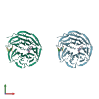 PDB entry 6u8l coloured by chain, front view.