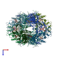 PDB entry 6ua4 coloured by chain, top view.