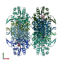 PDB entry 6ua5 coloured by chain, front view.