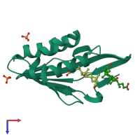 PDB entry 6uad coloured by chain, top view.