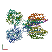 PDB entry 6ucb coloured by chain, front view.