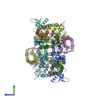 PDB entry 6ucb coloured by chain, side view.