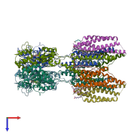 PDB entry 6ucb coloured by chain, top view.