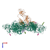 Hetero dodecameric assembly 1 of PDB entry 6uea coloured by chemically distinct molecules, top view.