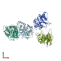 PDB entry 6uh4 coloured by chain, front view.