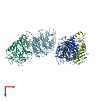 PDB entry 6uh4 coloured by chain, top view.