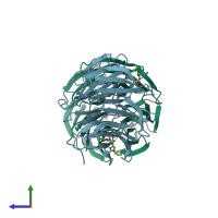 PDB entry 6uj4 coloured by chain, side view.