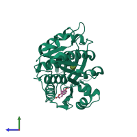 PDB entry 6ul7 coloured by chain, side view.