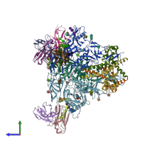 PDB entry 6um5 coloured by chain, side view.