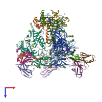 PDB entry 6um5 coloured by chain, top view.