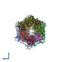 PDB entry 6uqo coloured by chain, side view.