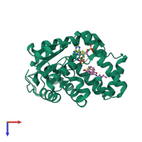 PDB entry 6uux coloured by chain, top view.