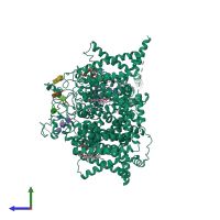 PDB entry 6uz3 coloured by chain, side view.