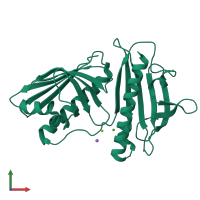 PDB entry 6v04 coloured by chain, front view.