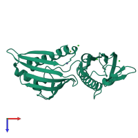 PDB entry 6v04 coloured by chain, top view.
