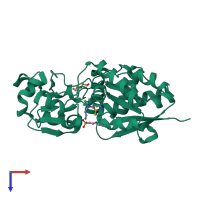 PDB entry 6v1r coloured by chain, top view.