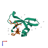 PDB entry 6v2r coloured by chain, top view.