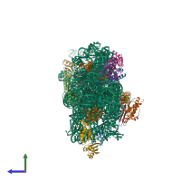 PDB entry 6v3e coloured by chain, side view.