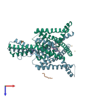 PDB entry 6v3i coloured by chain, top view.